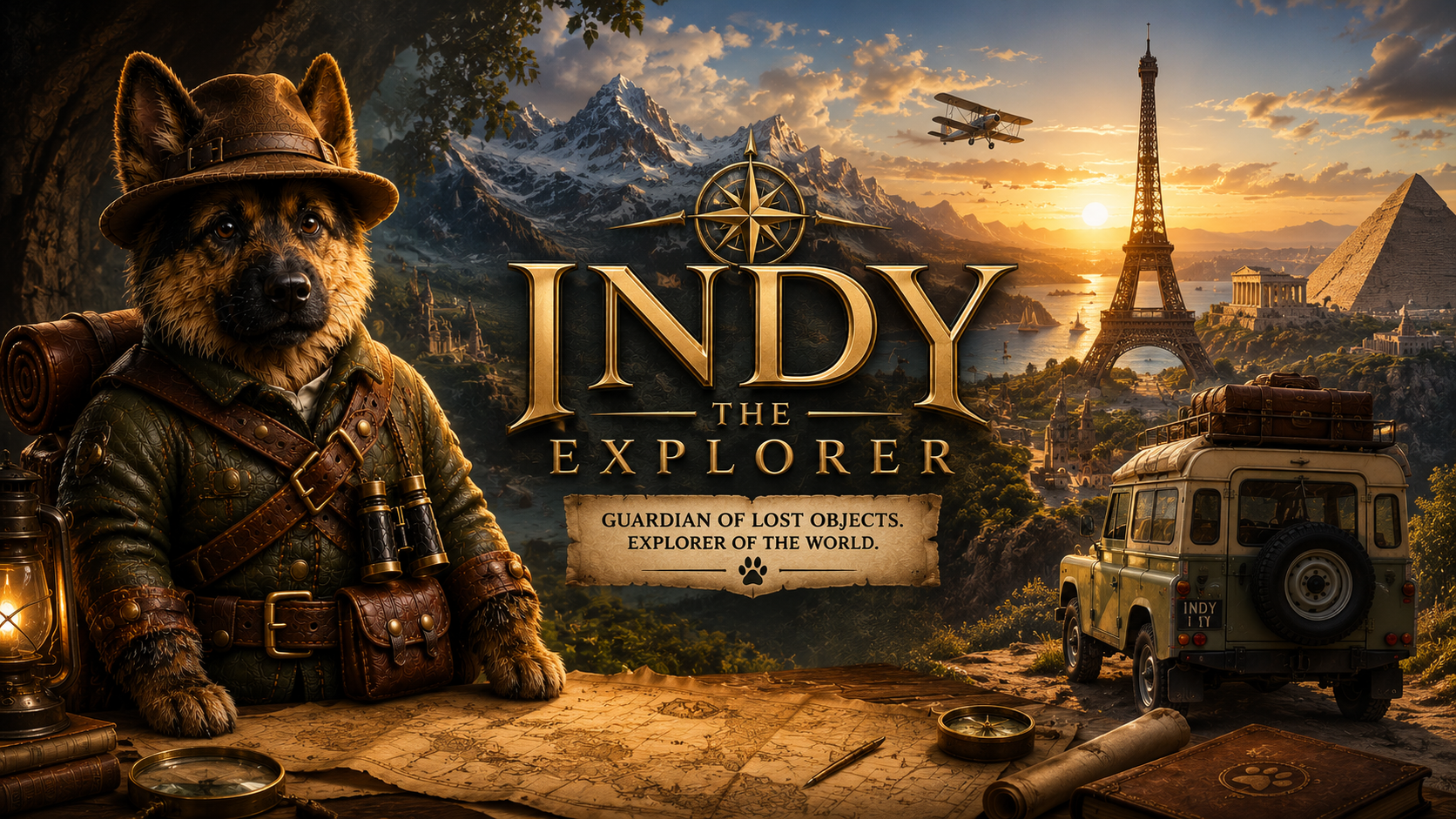 Indy overlooking famous landmarks around the world